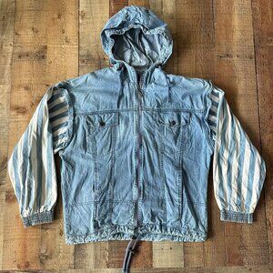 Original Bovattini sportswear vintage denim blue white stripe lightweight jacket